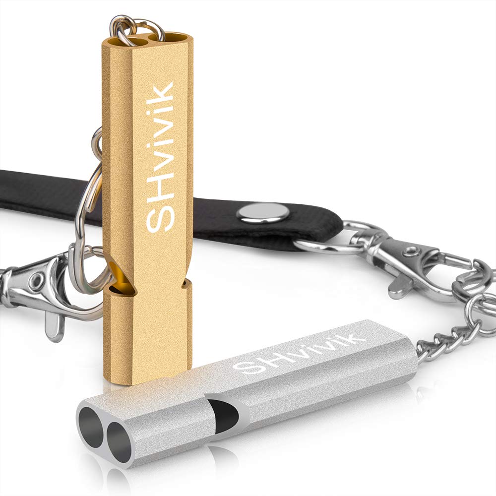 SHvivik Emergency Whistle, 2PCS Premium Safety Survival Whistles with Lanyard Keychain, High Pitch