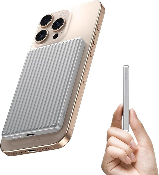 Magnetic Power Bank,Ultra Slim Wireless Portable Charger 5000mAh,20W PD Battery Pack Fast Charging,USB C in&Out Powerbank for iPhone 16/15/14/13/12 Pro Max