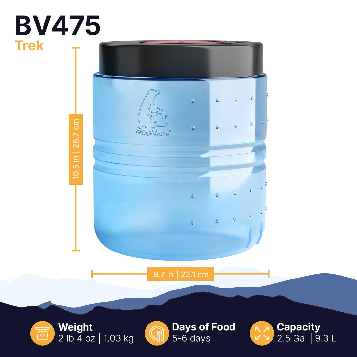 BearVault BV475 Trek Portable Bear Resistant Canister - Large