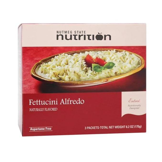 Nutmeg State Nutrition ??High Protein Entree, Low Calorie, Low Carb, Bariatric Diet Friendly, Ideal Protein Compatible, 3 Servings Per Box (Fettucini Alfredo)