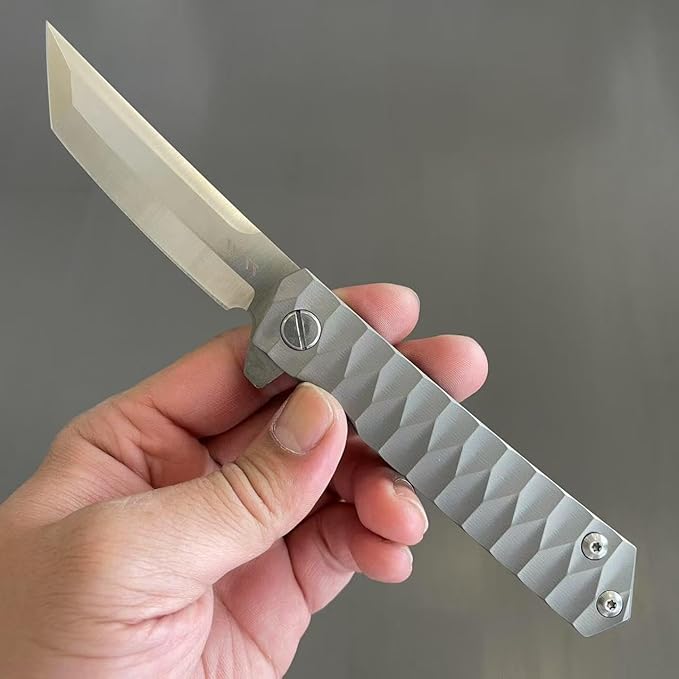 BGT 3.4 Inches Tanto Tactical Folding Knife TC4 Titanium Handle