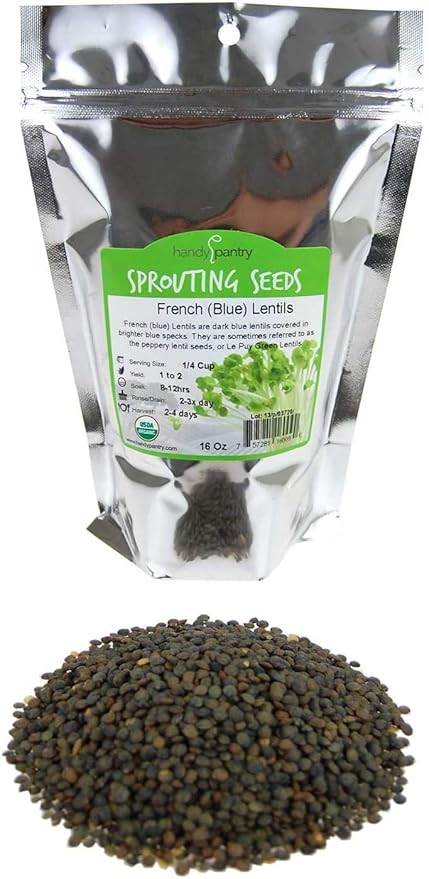Organic French Lentil Sprouting Seeds - 1 Lb - French Lentils - Perfect for Edible Seeds, Gardening, Hydroponics, Salad, Soup, Sprouts & Food Storage Product Name