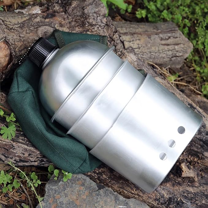 Camping cookware Set, 3pcs Cookware Set Aluminum Canteen Cup Wood Stove Set with Cover Bag for Camping Hiking Backpacking