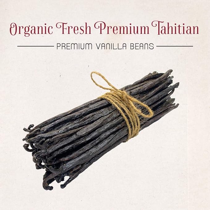 Cook?™s, Tahitian Organic Vanilla Beans, Grade A, World?™s Finest Gourmet Fresh Premium Vanilla, Certified Organic by CCOF, 3 Whole Beans