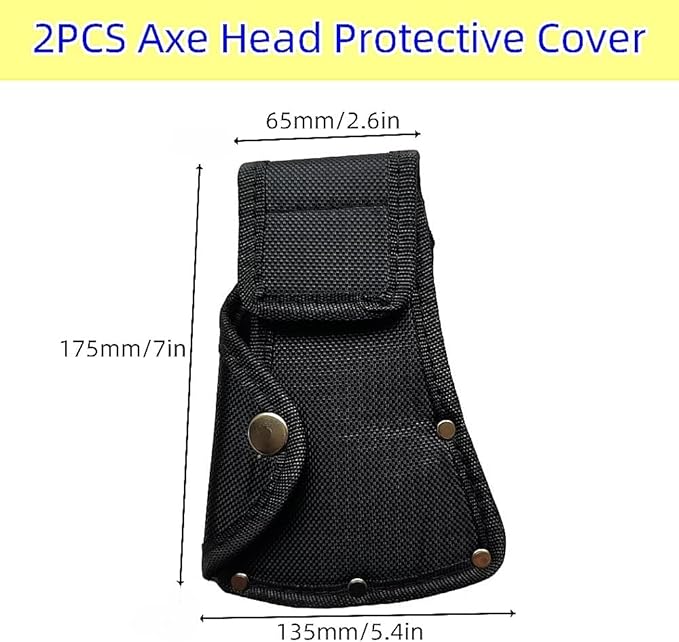 2Pcs Axe Sheath Hatchet Cover Black Protector Case Cover, Double Snap Hatchet Protector Case,Axe Head Cover for Outdoor Hiking Outdoors Work