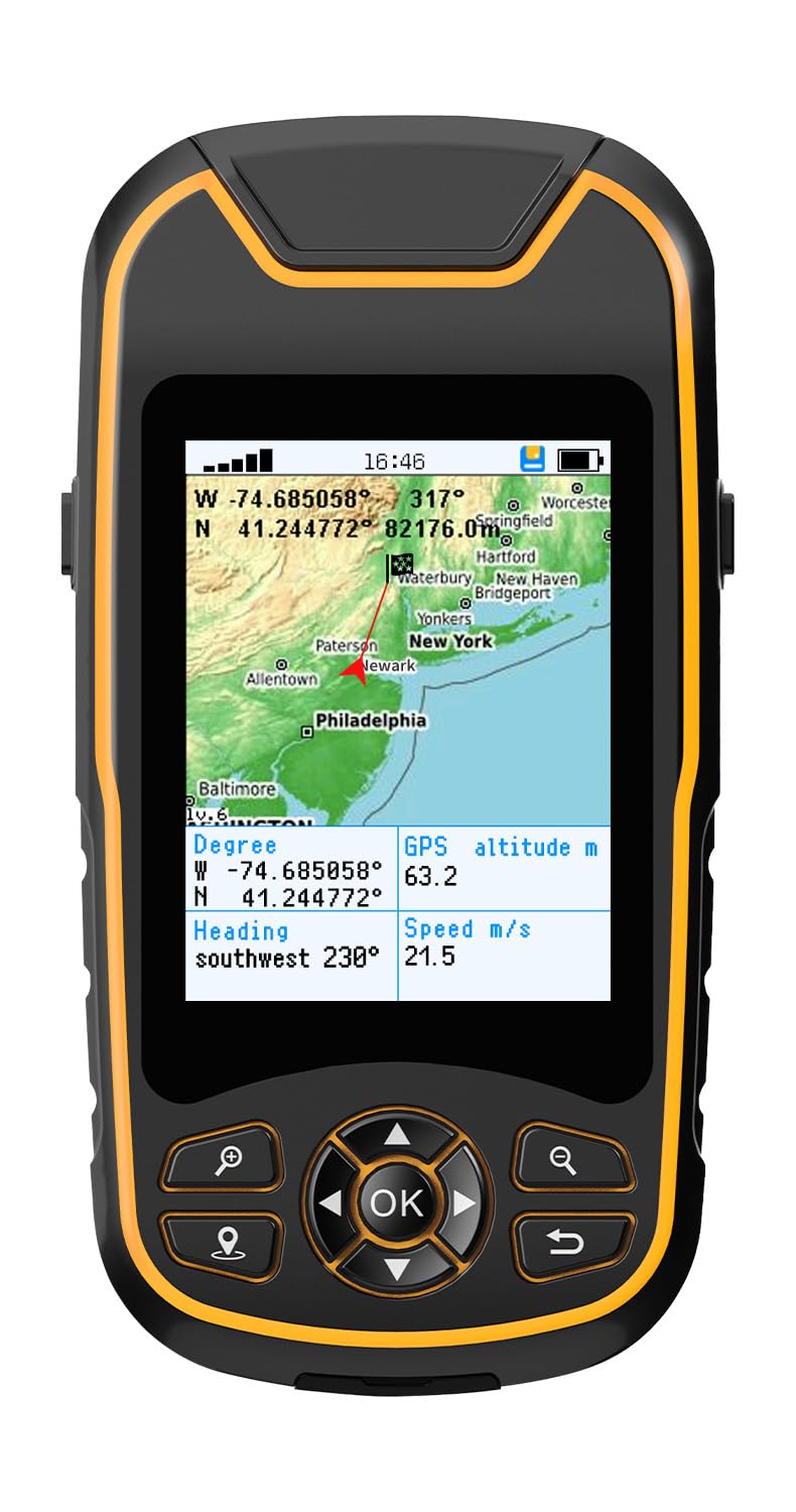 Handheld GPS for Hiking, Rugged and Waterproof Handheld GPS Navigator, 3.2" Sunlight Readable