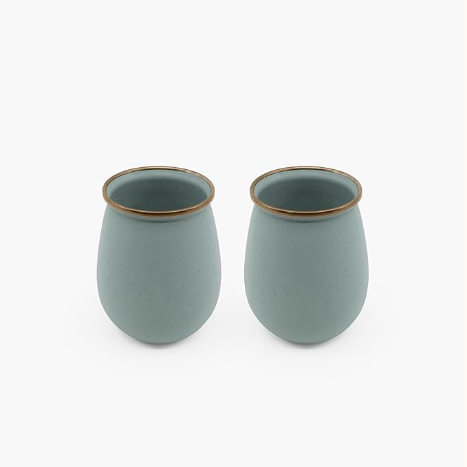 Barebones Enamel Tumblers Set of 2 - Vintage-inspired Design - Durable and Suitable for Outdoor Picnics or Camping (16 Oz, Mint)