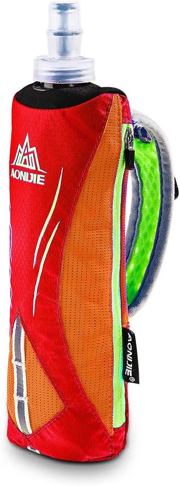AONIJIE Quick Grip Handheld Water Bottle for Running, Hand Strap Hydration Pack with 500ml Handheld Soft Flask Water Bottle (Orange)