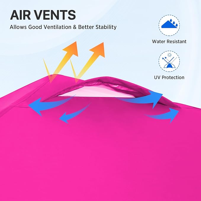 EAGLE PEAK Pop Up Canopy Tent with Wheeled Carry Bag, 8 Stakes, 4 Ropes, Easy Set Up Tent Canopy, 8x8 ft, Pink