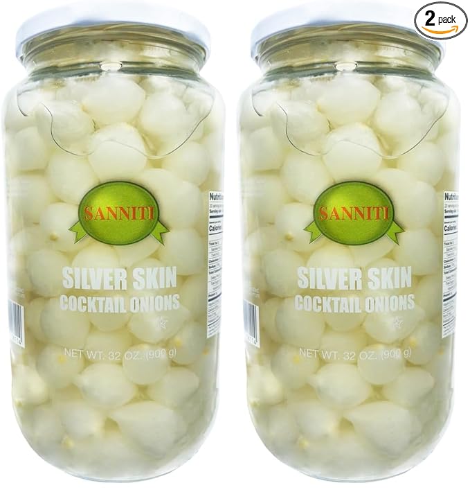 Sanniti Spanish Cocktail Onions Silver Skin, 32 oz (Pack of 2)