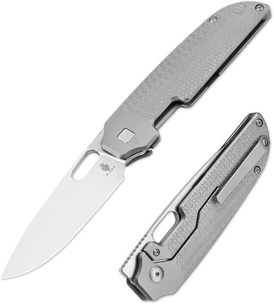 Kizer Varatas Pocket Knife, 3.27 Inches S35VN Blade Folding EDC Knife with Titanium Handle, Thumb Hole Opener Folding Hunting Knives Ki3637A1