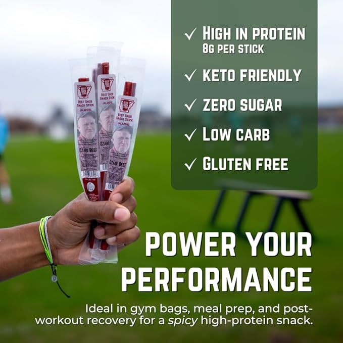 Beef Snob Snack Sticks - Jalapeño Flavor - 1 Ounce Snack - 20 Meat Sticks Per Box - High Protein Snack, Sugar Free Snack, Keto Friendly, Gluten Free Jerky Sticks