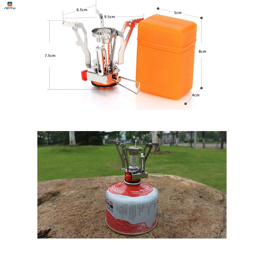AOTU Portable Camping Stoves Backpacking Stove with Piezo Ignition Stable Support Wind-Resistance