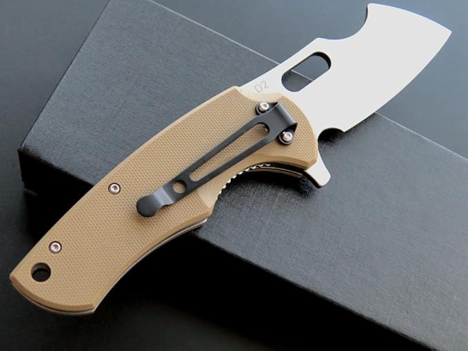 Eafengrow Pocket Knives D2 Blade and G10 Handle Folding Camping Knife Mini Outdoor Pocket Knife Survival Tool (EF13-brown)