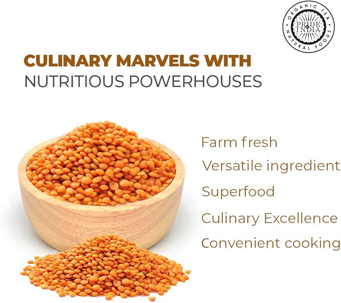 Pride Of India - Indian Split Masur Red Lentils - Protein & Fiber Rich Masoor Dal, 1.5 Pound Jar