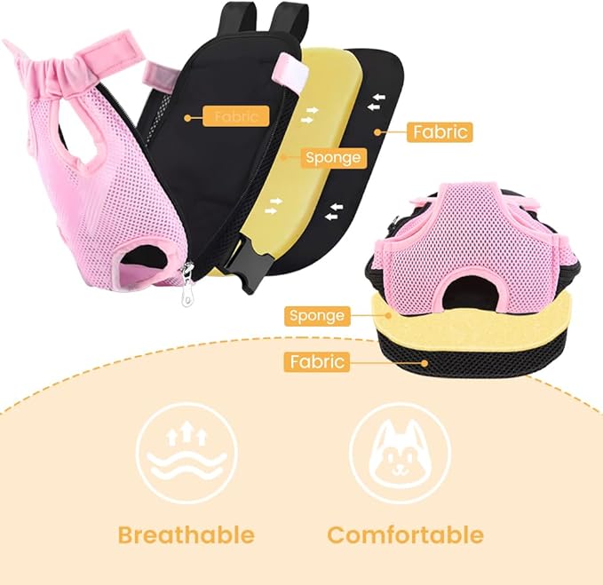Inspack Dog Backpack Carrier/Cat Carrier, Adjustable Pet Front Carriers Travel Bag for Puppy Medium Dogs, Legs Out, Soft Ventilated Doggie Chest Carry Backpacks for Hiking/Camping, 7-11 lbs, Pink