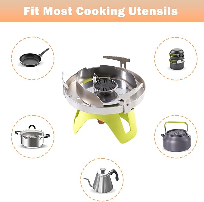 Hotdevil Bottletop Propane Camping Stove Portable 1-Burner Adjustable Stove with Wind Baffles Pressure Regulator equivalent to Gas One Great for Outdoor Hiking Cooking Backpacking campingï¼? More