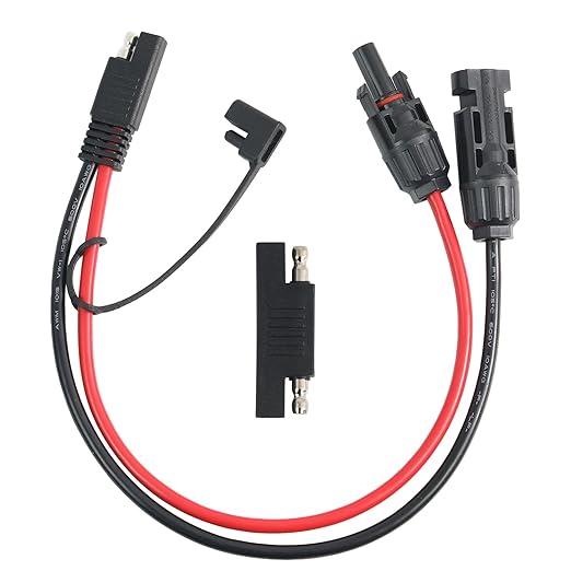 1ft 10AWG Solar Panel Connector Cable, SAE to MC-4 Male Female Adapter PV Extension Cable with SAE Polarity Reverse Adapter for RV Caravan Solar Panel Battery Charger