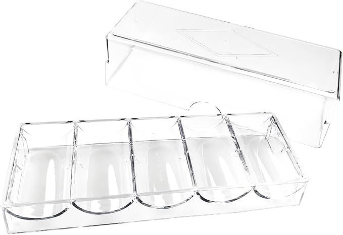Poker Chip Holder Tray Racks - 1Pack Clear Acrylic Chips Rack Case with Cover Poker Table Accessories