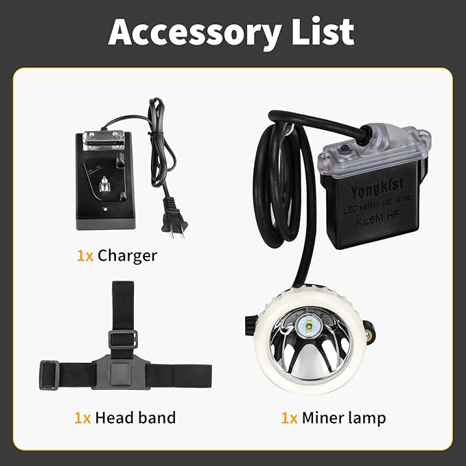 Rechargeable Mining Headlight, 1+2 LED Super Bright Cap Lamp, Explosion Proof Waterproof Hard Hat Headlamp, Durable Miner Flashlight for Underground Work, Hunting, Camping, Hiking, Fishing