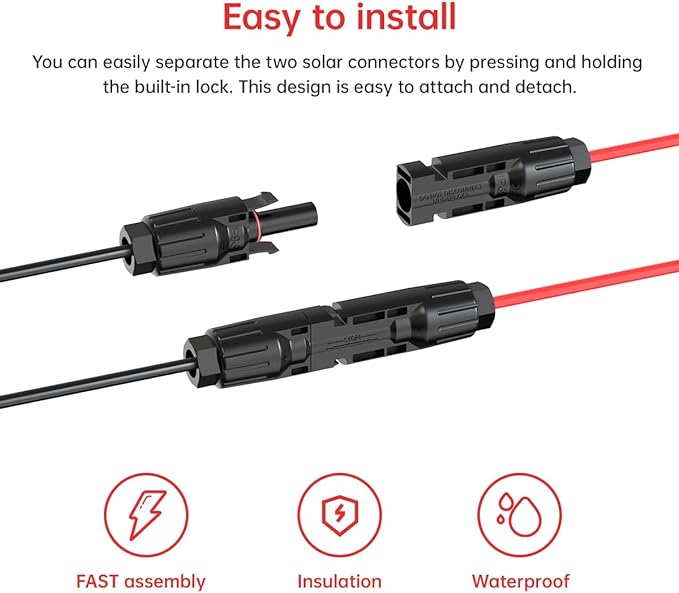 12AWG Solar to XT60 Charging Cable Solar Panel Extension Cable for Portable Station River 600 Solar Generator(2FT)