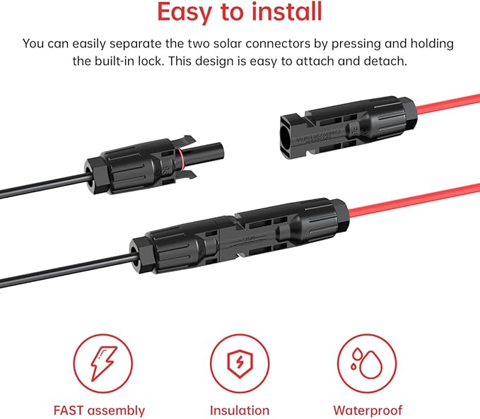 12AWG Solar to XT60 Charging Cable Solar Panel Extentson Cable for Portable Station River 600 Solar Generator(10FT)