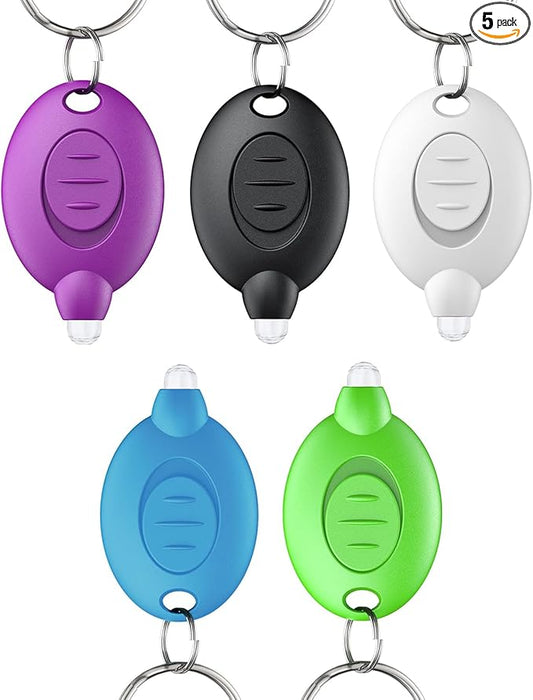 Uniclife 5 Pack LED Keychain Flashlight Mini LED Keychain Light 12 Lumen Portable Ultra Bright Battery Powered Key Ring Torch for Outdoor Camping Hiking and Emergency Lighting, 5 Colors of Shells