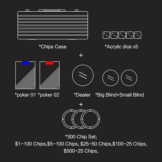14g Clay Poker Chips Set 300 Pcs Poker Chips 39mm with High-end Aluminum Carrying Case/2 Decks of Plastic Playing Cards/Dealer Button for Poker Games Blackjack Texas Hold'em