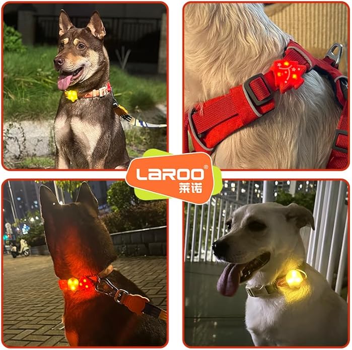 LaRoo Christmas Day Dog Lights for Night Walking,Led Dog Collar Lights for Nighttime Clip On Light up Dog Collar