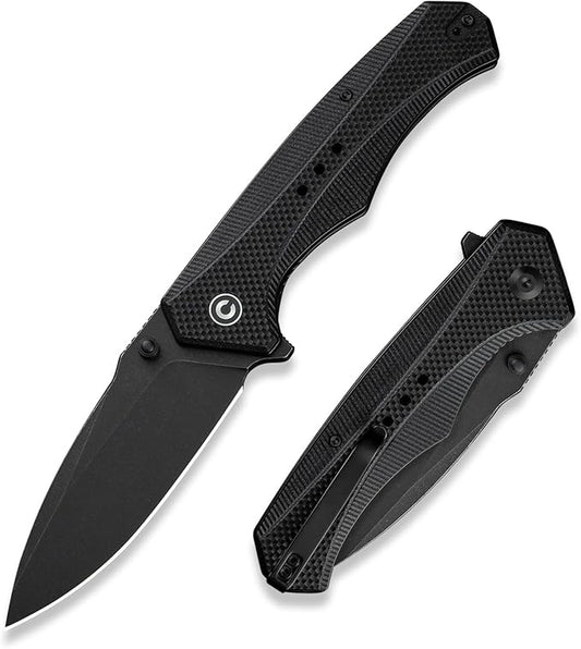 CIVIVI Photonix EDC Pocket Knife, Folding Knife with 3.7" 14C28N Blade G10 Handle with Pocket Clip for Men Women, Camping Hiking Fishing Knife C23081B-1, Black