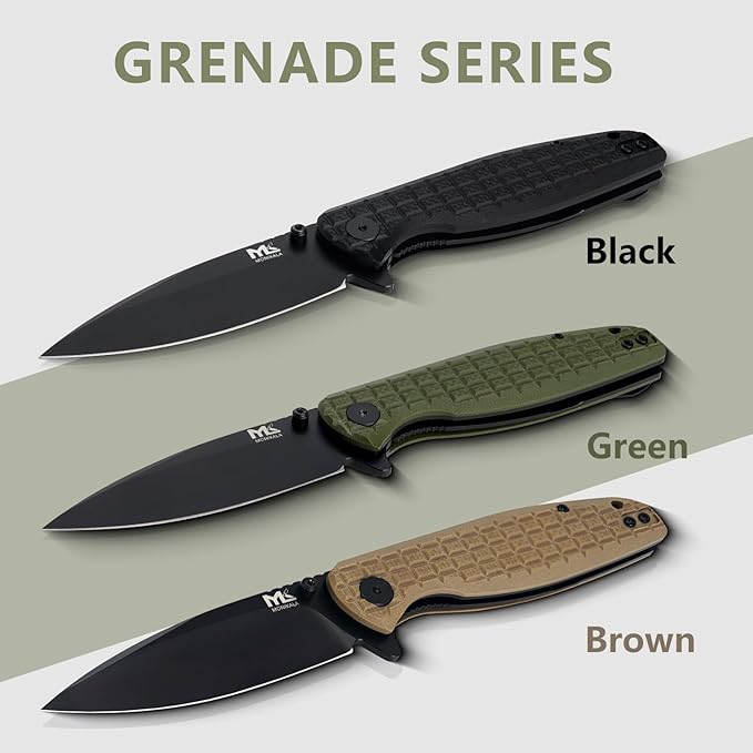Folding Knife – 3.5-inch D2 Steel Folding Pocket Knife G10 Handle One-Handed Opening and Closing Ceramic Ball Bearings Deep Pocket Clip Suitable for Outdoor EDC (green)