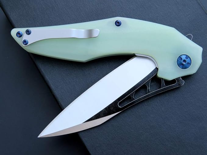 Eafengrow EF226 Folding Knives D2 Blade and G10 Handle Knife Outdoor Camping Hiking EDC Tools (Jade)