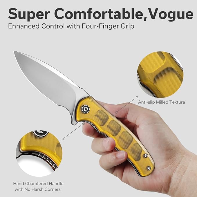 CIVIVI Mini Praxis Pocket Knife for EDC, Folding Pocket Knife with 2.98" D2 Blade Ultem Handle with Flipper for Men Women C18026C-4