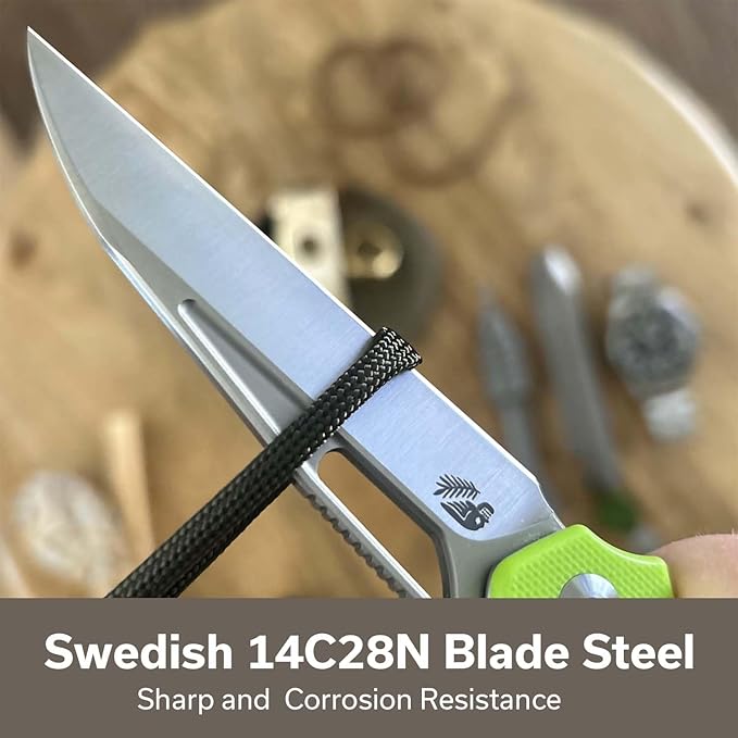 CIVIVI Guile Pocket Knife, Folding Knife for EDC, 3.25" Swedish 14C28N Blade G10 Handle with Reversible Deep-Carry Clip C24062B-2 (Fluorescent Green)