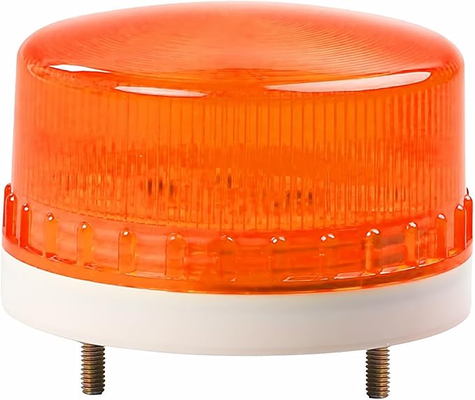 LTE-5061J LED Steady Beacon Light with Buzzer, 12V Screw Mount Constant Warning Alarm Lamp for Factory Equipment, Security Systems, Warehouse Safety, Waterproof, Yellow (Steady + Sound)