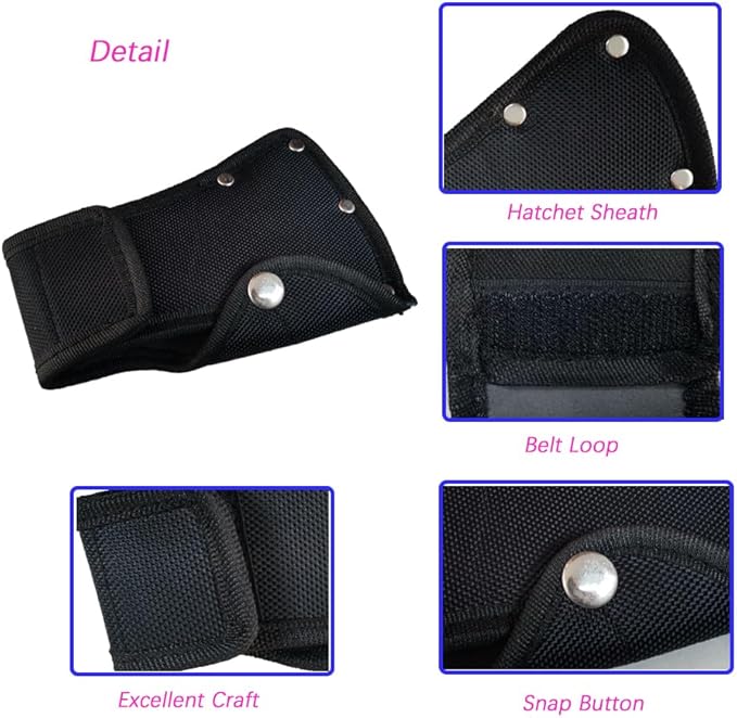 2 Pack Axe Head Sheath Holster, Black Hatchet Sheath for 1.25Lb Axe, Resistant Double Snap Hatchet Protector, Axe Cover for Outdoor Work Outdoor Hiking