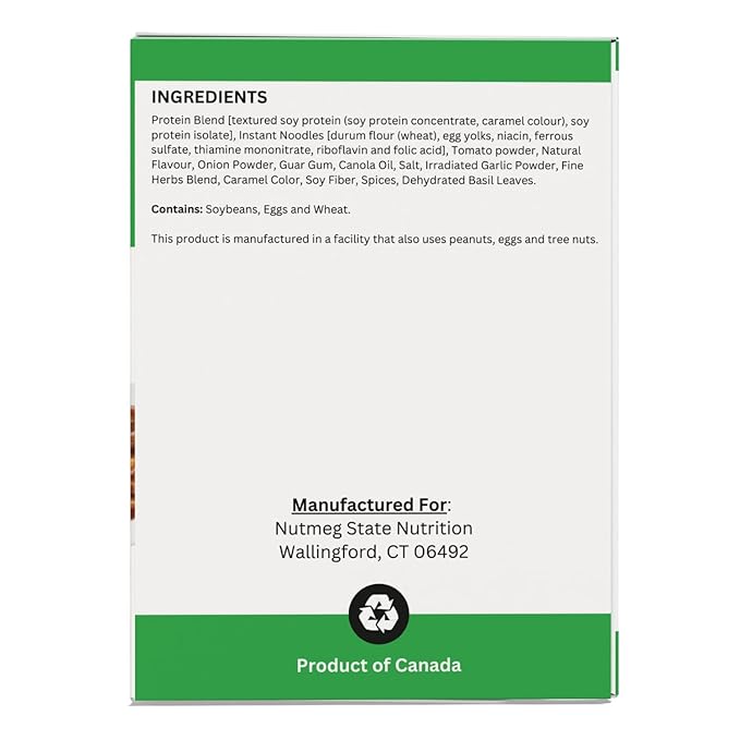 Nutmeg State Nutrition - High Protein Instant Meal, 15g Protein, 140 Calories, 1.5g Fat, 5g Fiber, 7 Servings Per Box (1 Box, Spaghettini Bolognese)