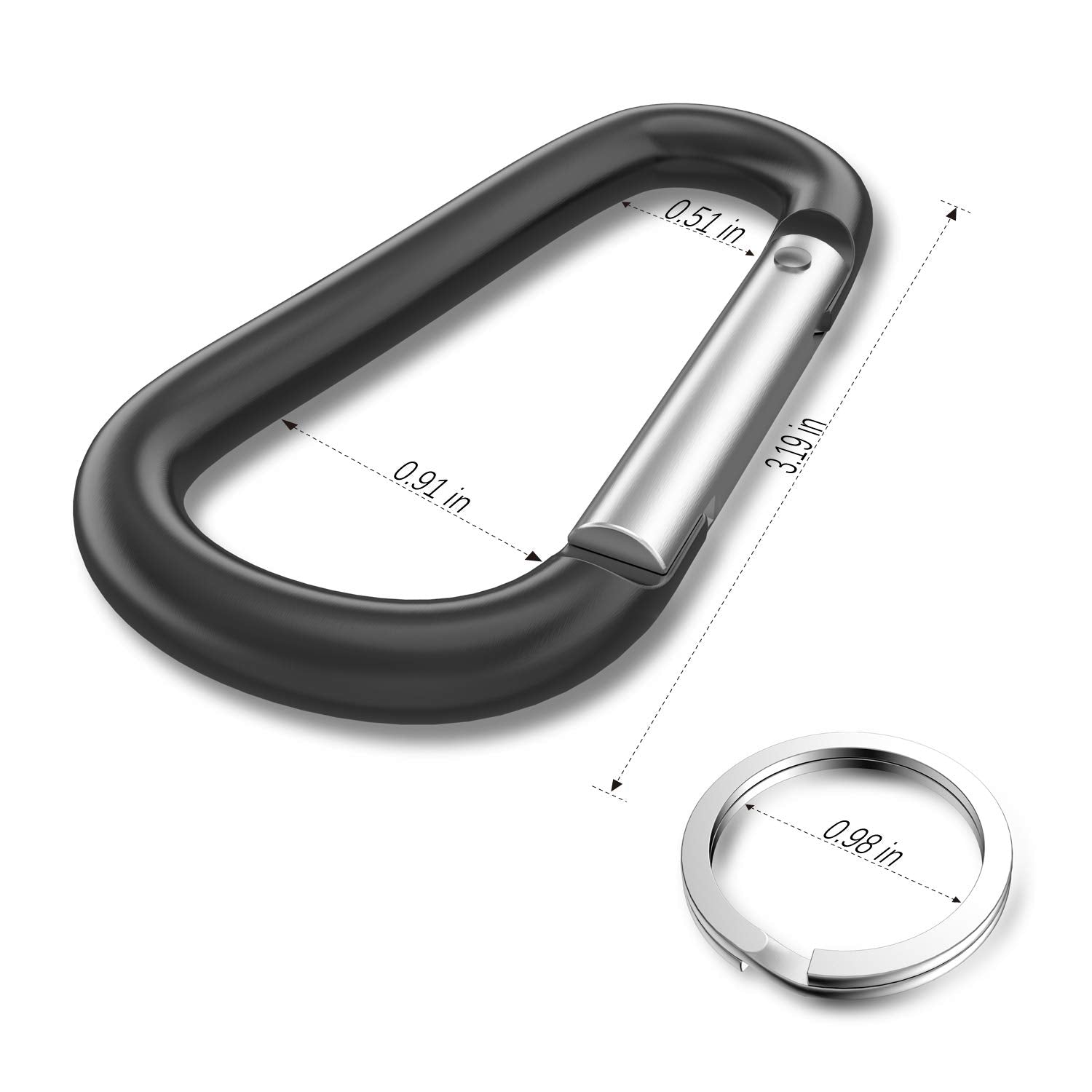 sprookber 3" Aluminum Carabiner D Ring, Keychain Spring Snap Hooks 10 Pack