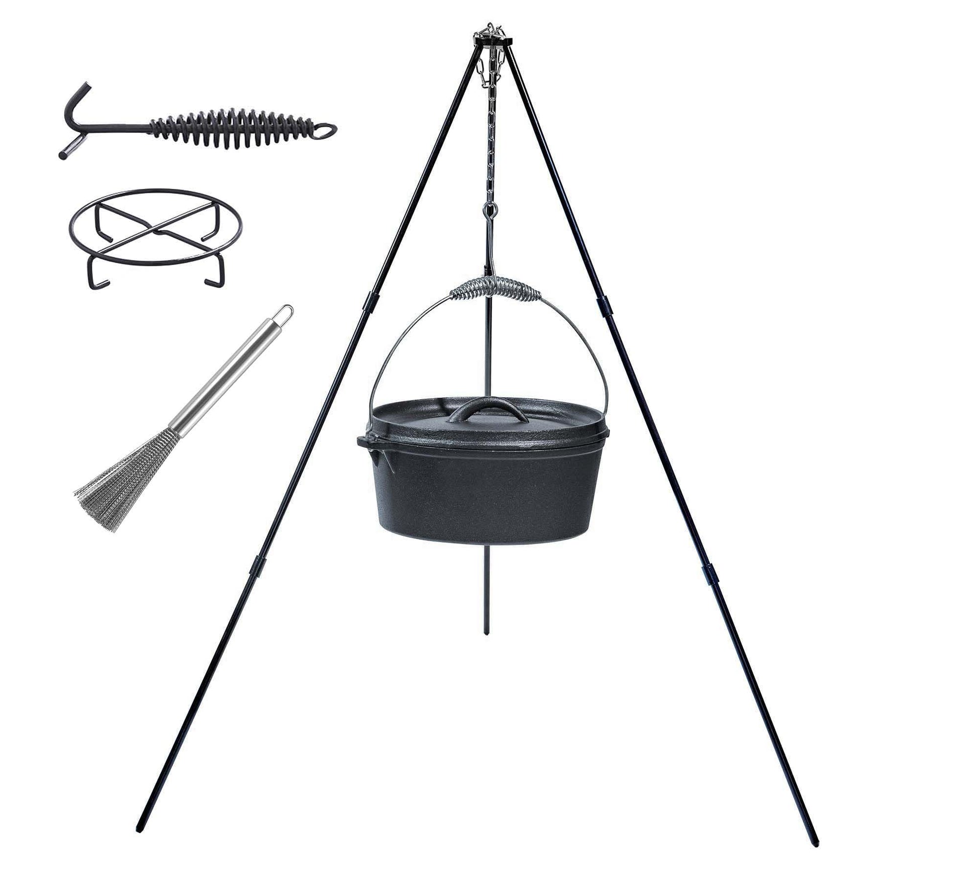 4.5Qt camping dutch oven with lid，cast iron dutch oven，Lifter Handle，Camping Tripod，Cast Iron