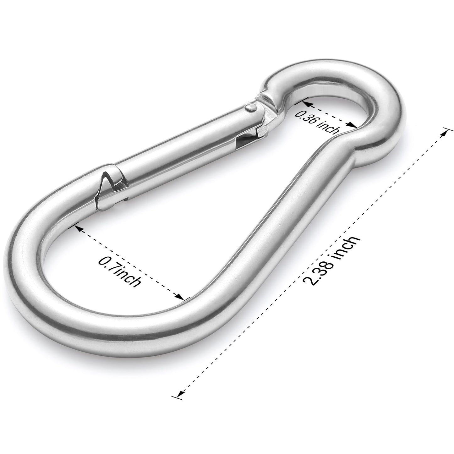 sprookber 316 Stainless Steel Marine Grade 2.36Inch Carabiner Clips, 5 Pack
