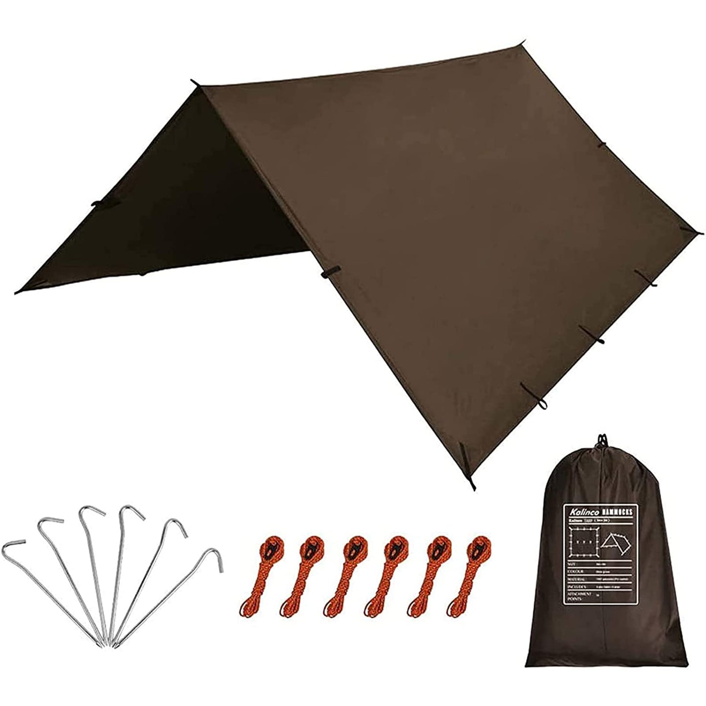 KALINCO Waterproof Camping Tarp Tent Hammock Rain Fly, 10X10FT/10X15FT, Mutifunctional Tent