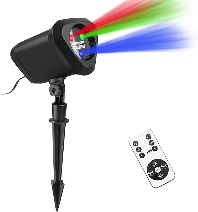 RGB Laser Christmas Lights - Indoor/Outdoor, 3 Colors, Multiple Patterns, Waterproof with Remote - for Holiday Decor