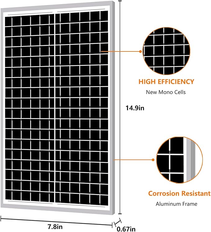 12V 10W Monocrystalline Solar Panel Battery Charger Portable for Vehicle Gate Opener Electrical Fence Chicken Coop Lawn Tractor Boat (1, 10W)