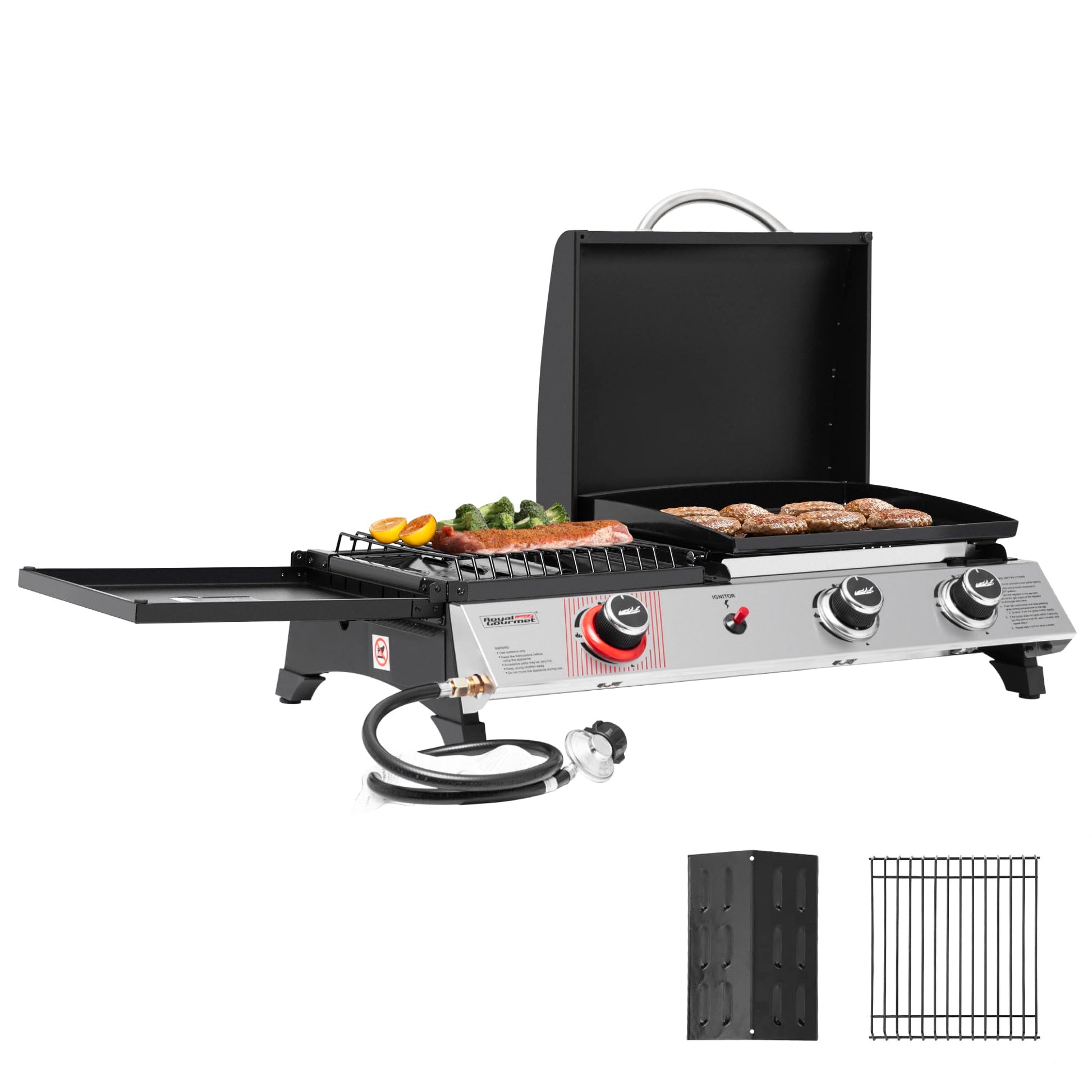 Royal Gourmet PD1305H 3-Burner Propane Gas Grill, Griddle Combo with Lid