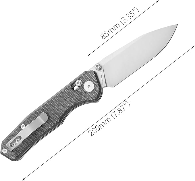 CMB Explorer Micarta Handle 14C28N Steel Blade Crossbar Lock Knife Pocket Folding Tactical Survival Camping Hiking Outdoors EDC Knife with Pocket Clip for Men Women CMB-18 (CMB-18C)