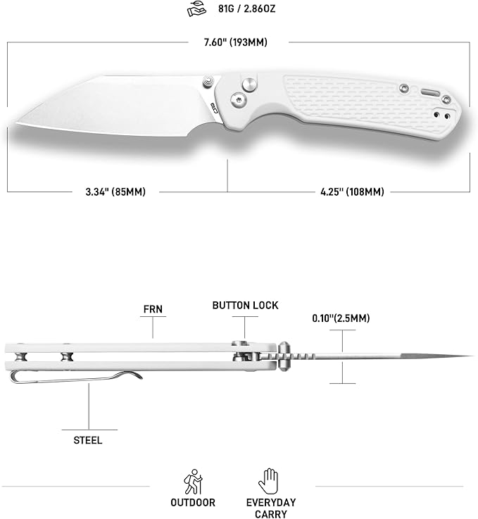 CJRB Pyrite-Light Pocket Knife for Men, 3.34'' S90V Steel Blade EDC Knife with Pocket Clip for Camping Hiking(J1945G)