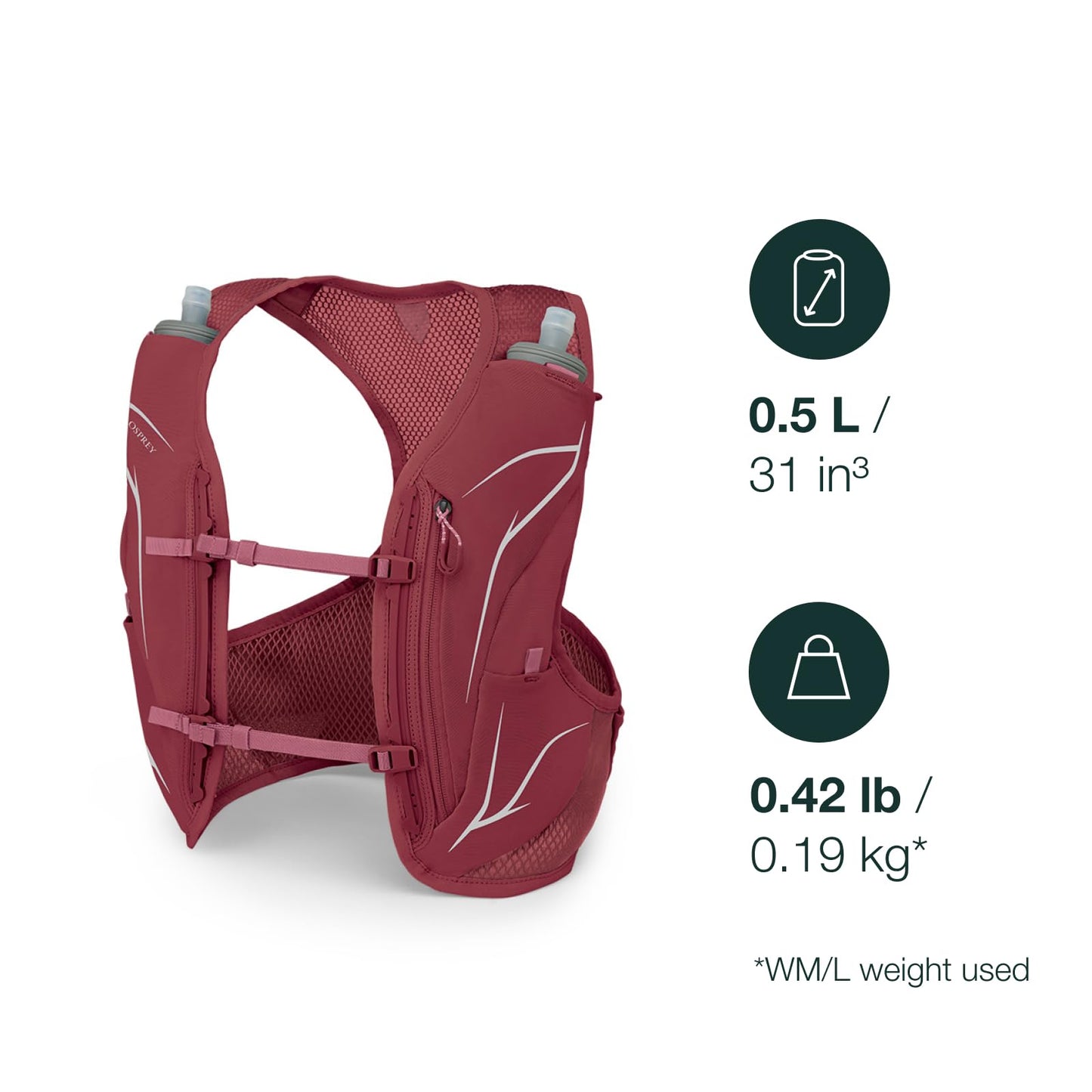 Osprey Duro LT Men's Running Hydration Vest with Hydraulics Soft Flasks, Phantom Grey/Toffee