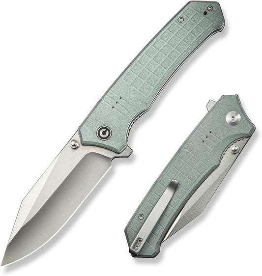 CIVIVI Tacticorix Pocket Knife for Men Women, EDC Flipper Folding Knife with 3.7" Nitro-V Blade G10 Handle for Camping Hunting C23055-3 (Gray)