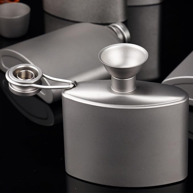 SILVERANT Ultralight Titanium Funnel - Easy Pouring Liquid Filling Hip Flask Funnel for Liquor, Wine, & Spirits