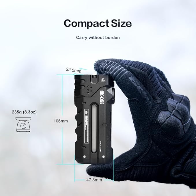 SK05 2850 LM Rechargeable Flashlight with 6000mAh Power Bank, IP68 Waterproof EDC Flashlight, Magnetic Camping Light with Flood/Spot/RGB Sidelight for Outdoor Hiking Emergency Survival Gear